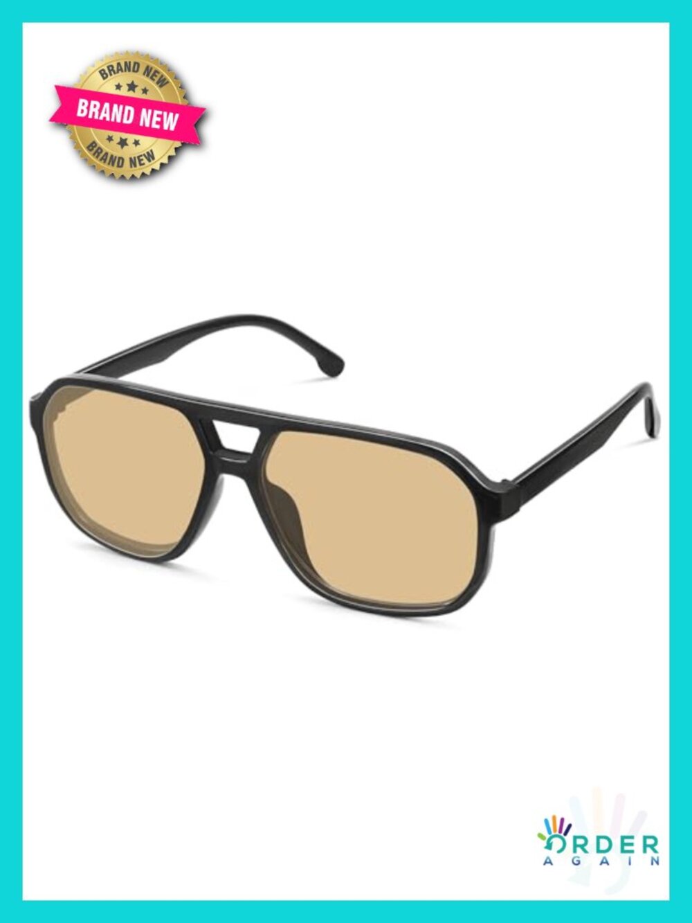 Retro Square Aviator Sunglasses Flat-Top Double Bridge UV400 58mm